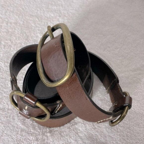 Eddie Bauer Brown Leather Belt W Brass Hardware main image 7